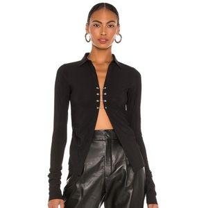 Aya Muse Metallic Front Closure Top
